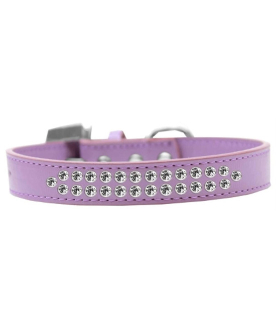 Mirage Pet Products Two Row clear crystal Lavender Dog collar Size 14