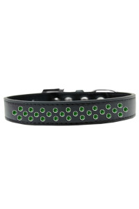 Mirage Pet Products Sprinkles Dog collar with Emerald green crystals Size 18 Black
