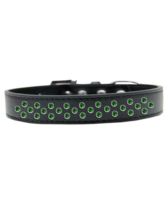 Mirage Pet Products Sprinkles Dog collar with Emerald green crystals Size 18 Black