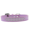 Mirage Pet Products Two Row clear crystal Lavender Dog collar Size 16