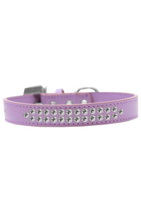 Mirage Pet Products Two Row clear crystal Lavender Dog collar Size 18
