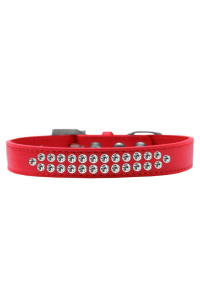 Mirage Pet Products Two Row clear crystal Red Dog collar Size 18
