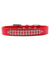 Mirage Pet Products Two Row clear crystal Red Dog collar Size 20