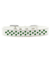 Mirage Pet Products Sprinkles Dog collar with Emerald green crystals Size 14 White