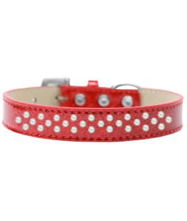 Mirage Pet Products Sprinkles Ice cream Dog collar with Pearls Size 16 Red