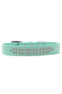 Mirage Pet Products Two Row AB crystal Aqua Dog collar Size 18
