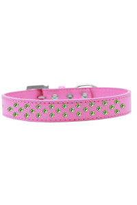 Mirage Pet Products Sprinkles Dog collar with Lime green crystals Size 14 Bright Pink