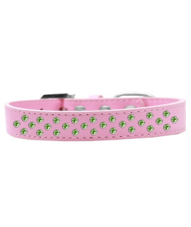 Mirage Pet Products Sprinkles Dog collar with Lime green crystals Size 12 Light Pink