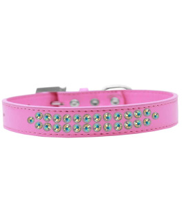 Mirage Pet Products Two Row AB crystal Bright Pink Dog collar Size 12