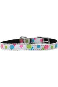 Mirage Pet Products Lollipops Nylon Dog collar with classic Buckle 38 White Size 16