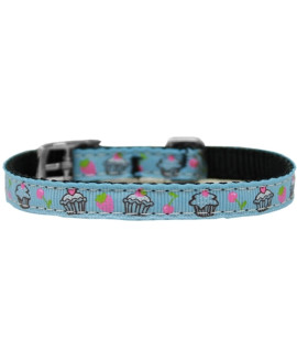 Mirage Pet Products cupcakes Nylon Dog collar with classic Buckle Size 10 Blue