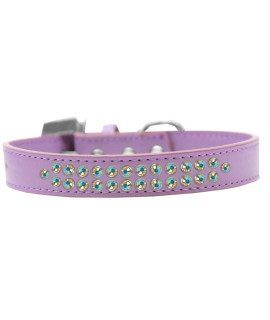 Mirage Pet Products Two Row AB crystal Lavender Dog collar Size 12