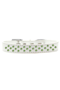Mirage Pet Products Sprinkles Dog collar with Lime green crystals Size 14 White