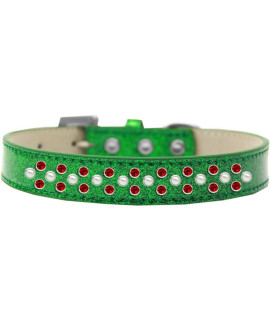 Mirage Pet Products Sprinkles Ice cream Dog collar with Pearl and Red crystals Size 18 Emerald green