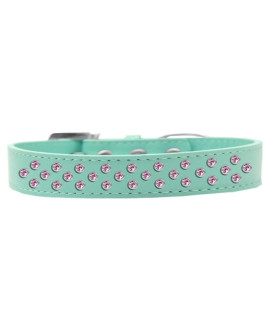 Mirage Pet Products Sprinkles Dog collar with Light Pink crystals Size 14 Aqua