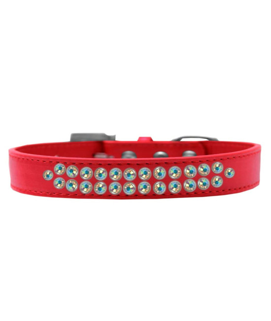 Mirage Pet Products Two Row AB crystal Red Dog collar Size 14