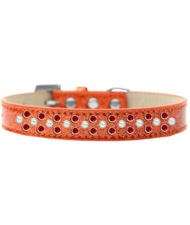 Mirage Pet Products Sprinkles Ice cream Dog collar with Pearl and Red crystals Size 16 Orange