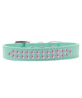 Mirage Pet Products Two Row Light Pink crystal Aqua Dog collar Size 12