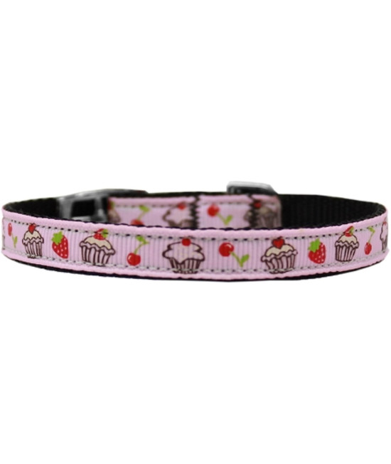 Mirage Pet Products cupcakes Nylon Dog collar with classic Buckle Size 8 Light Pink