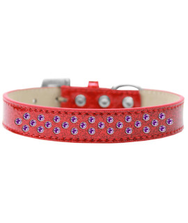 Mirage Pet Products Sprinkles Ice cream Dog collar with Purple crystals Size 12 Red
