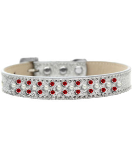 Mirage Pet Products Sprinkles Ice cream Dog collar with Pearl and Red crystals Size 16 Silver