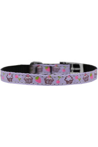 Mirage Pet Products cupcakes Nylon Dog collar with classic Buckle Size 16 Purple