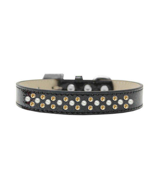Mirage Pet Products Sprinkles Ice cream Dog collar with Pearl and Yellow crystals Size 12 Black