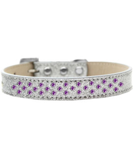 Mirage Pet Products Sprinkles Ice cream Dog collar with Purple crystals Size 12 Silver