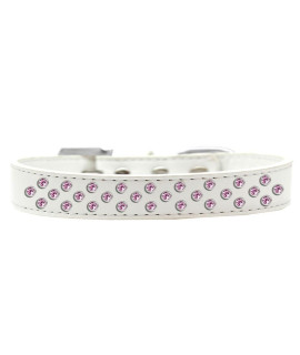 Mirage Pet Products Sprinkles Dog collar with Light Pink crystals Size 12 White