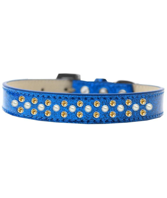 Mirage Pet Products Sprinkles Ice cream Dog collar with Pearl and Yellow crystals Size 12 Blue