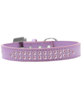 Mirage Pet Products Two Row Light Pink crystal Lavender Dog collar Size 12