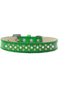 Mirage Pet Products Sprinkles Ice cream Dog collar with Pearl and Yellow crystals Size 12 Emerald green