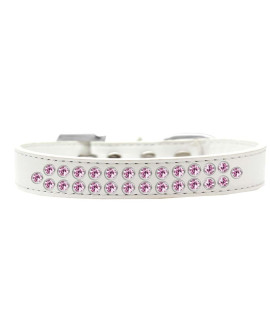 Mirage Pet Products Two Row Light Pink crystal White Dog collar Size 12