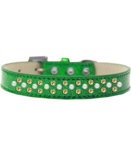 Mirage Pet Products Sprinkles Ice cream Dog collar with Pearl and Yellow crystals Size 16 Emerald green