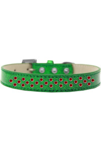 Mirage Pet Products Sprinkles Ice cream Dog collar with Red crystals Size 12 Emerald green