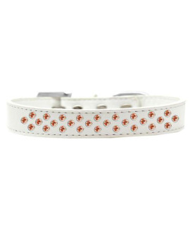 Mirage Pet Products Sprinkles Dog collar with Orange crystals Size 14 White