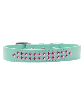 Mirage Pet Products Two Row Bright Pink crystal Aqua Dog collar Size 12