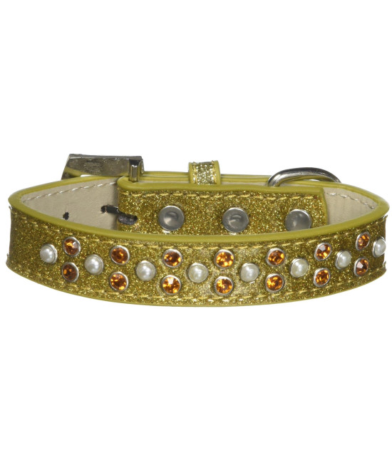 Mirage Pet Products Sprinkles Ice cream Dog collar with Pearl and Yellow crystals Size 12 gold