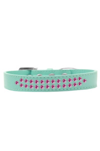 Mirage Pet Products Two Row Bright Pink crystal Aqua Dog collar Size 16