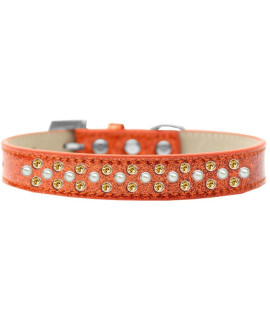 Mirage Pet Products Sprinkles Ice cream Dog collar with Pearl and Yellow crystals Size 14 Orange