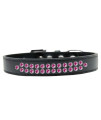 Mirage Pet Products Two Row Bright Pink crystal Black Dog collar Size 16