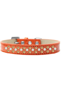 Mirage Pet Products Sprinkles Ice cream Dog collar with Pearl and Yellow crystals Size 18 Orange