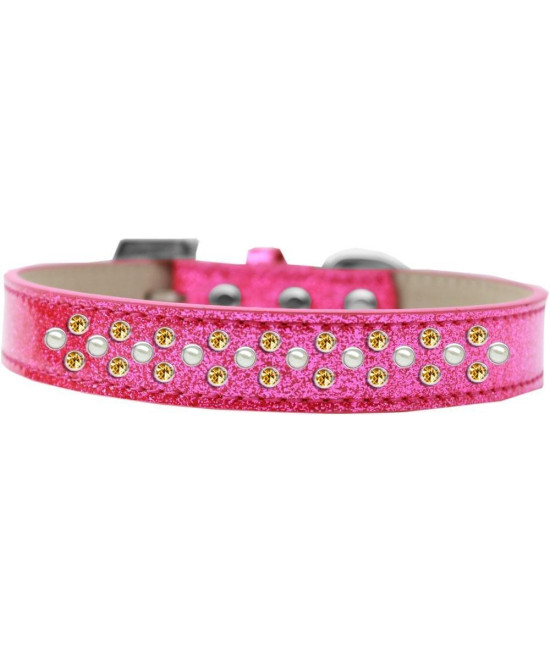 Mirage Pet Products Sprinkles Ice cream Dog collar with Pearl and Yellow crystals Size 14 Pink