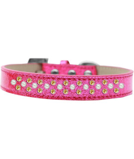 Mirage Pet Products Sprinkles Ice cream Dog collar with Pearl and Yellow crystals Size 16 Pink