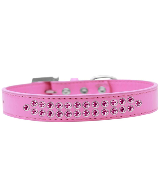 Mirage Pet Products Two Row Bright Pink crystal Bright Pink Dog collar Size 14