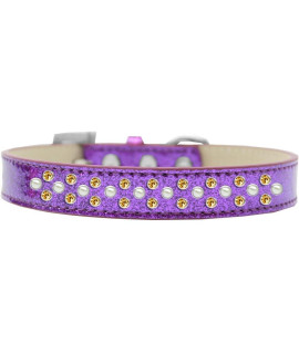 Mirage Pet Products Sprinkles Ice cream Dog collar with Pearl and Yellow crystals Size 14 Purple