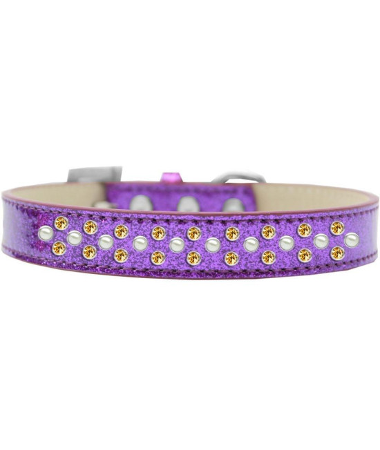 Mirage Pet Products Sprinkles Ice cream Dog collar with Pearl and Yellow crystals Size 14 Purple