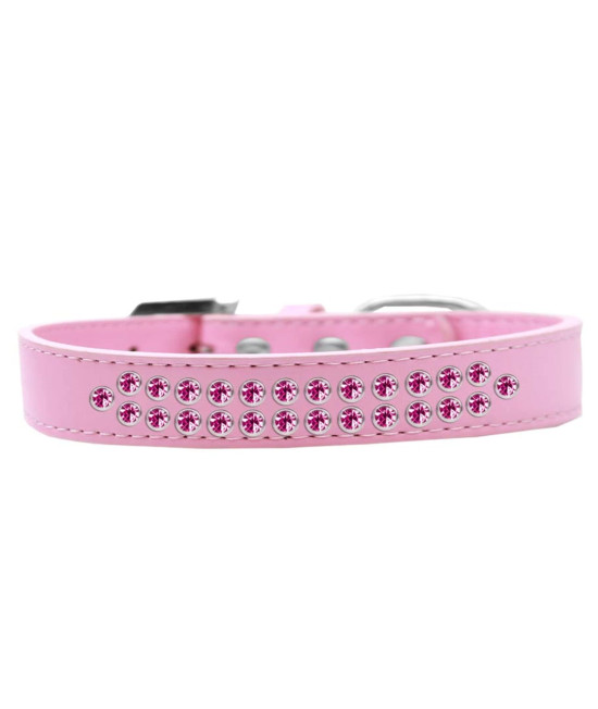 Mirage Pet Products Two Row Bright Pink crystal Light Pink Dog collar Size 14