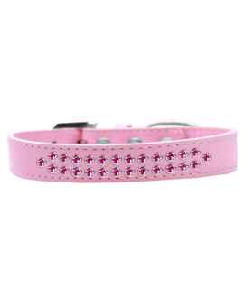 Mirage Pet Products Two Row Bright Pink crystal Light Pink Dog collar Size 18