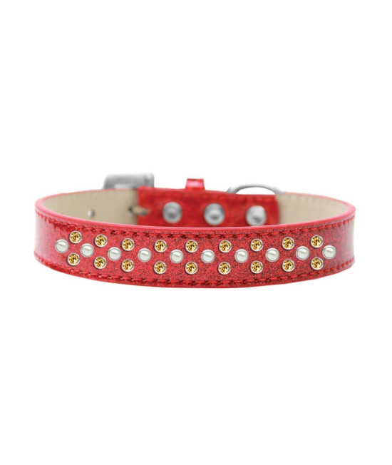Mirage Pet Products Sprinkles Ice cream Dog collar with Pearl and Yellow crystals Size 14 Red